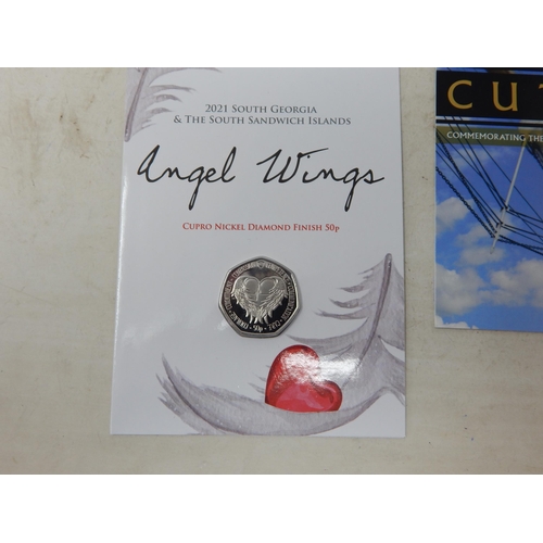 93 - South Georgia & The South Sandwich Islands Angel Wings Cupro Nickel Diamond Finish 50p 2021; 200 Yea... 