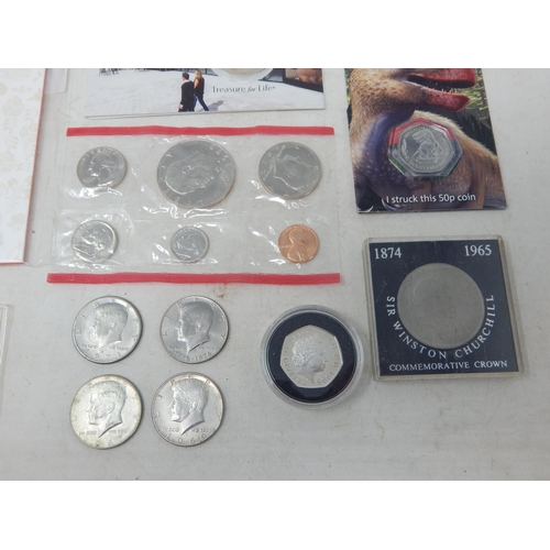 111 - USA Eisenhower Dollar Year Set 1973; Eisenhower Dollars 1972, 1974; USA Kennedy Half Dollars (5); Th... 