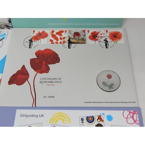 92 - Centenary of Remembrance 2019 Poppy Five Pound coin on Philatelic cover; London 2012 Olympic and Par... 