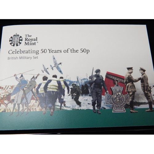 68 - Celebrating 50 Years of the 50p British Military Set in Silver, brilliant, about as struck and house... 