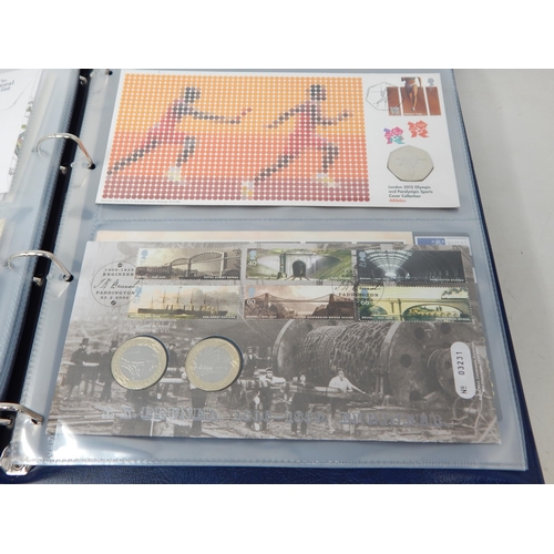 76 - Collection of Royal Mail/Royal Mint Numismatic Covers with a good range of £1, £2 and £5 coins in bl... 