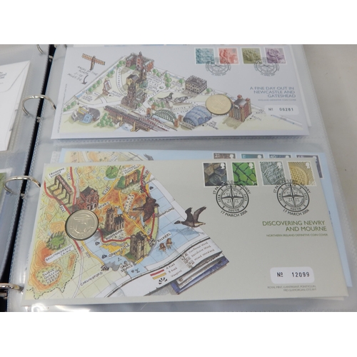 76 - Collection of Royal Mail/Royal Mint Numismatic Covers with a good range of £1, £2 and £5 coins in bl... 