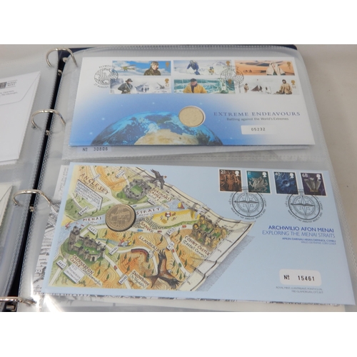 76 - Collection of Royal Mail/Royal Mint Numismatic Covers with a good range of £1, £2 and £5 coins in bl... 