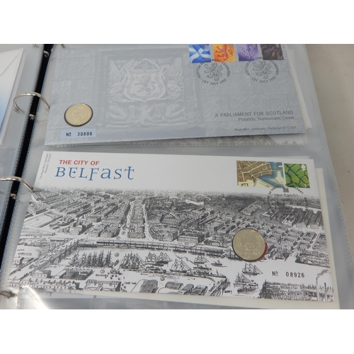 76 - Collection of Royal Mail/Royal Mint Numismatic Covers with a good range of £1, £2 and £5 coins in bl... 