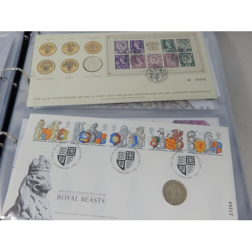 76 - Collection of Royal Mail/Royal Mint Numismatic Covers with a good range of £1, £2 and £5 coins in bl... 