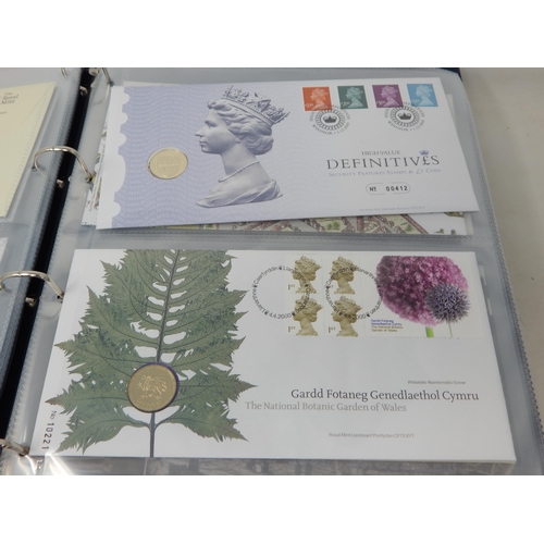 76 - Collection of Royal Mail/Royal Mint Numismatic Covers with a good range of £1, £2 and £5 coins in bl... 