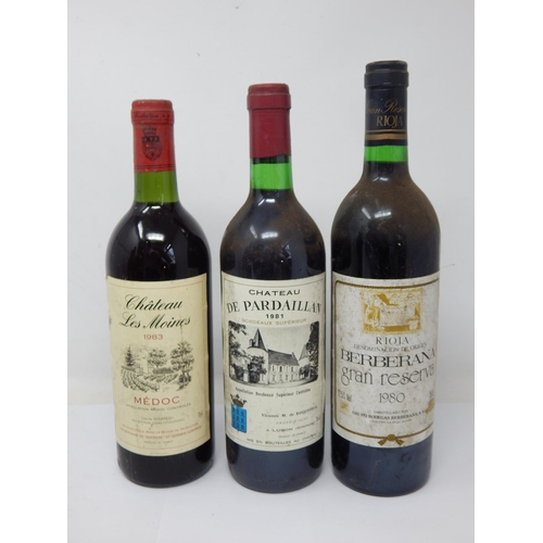 924 - Chateau Les Moines Medoc 1983, Bererana Gran Reserva Rioja 1980, Chateau De Pardaillan Bordeaux 1981