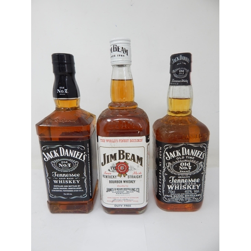 944 - Jim Beam Bourbon 75cl + 2 x Jack Daniels Whisky (3)