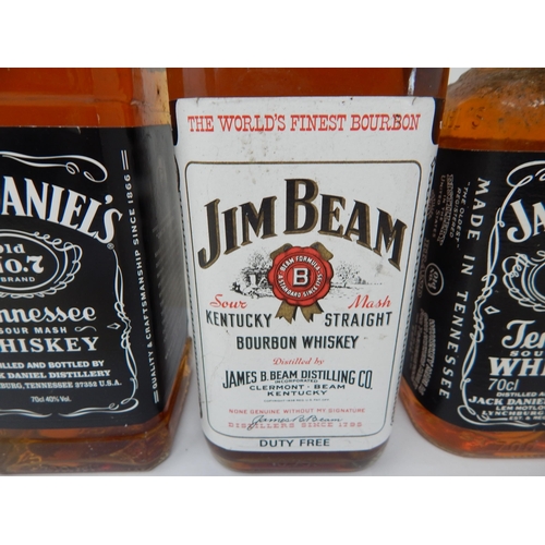 944 - Jim Beam Bourbon 75cl + 2 x Jack Daniels Whisky (3)