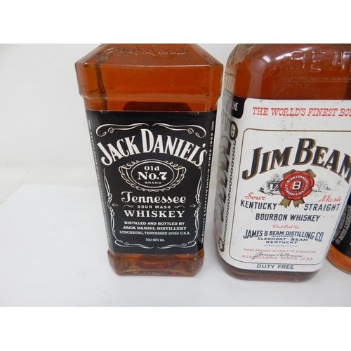 944 - Jim Beam Bourbon 75cl + 2 x Jack Daniels Whisky (3)