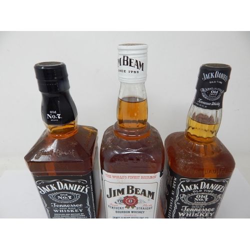 944 - Jim Beam Bourbon 75cl + 2 x Jack Daniels Whisky (3)