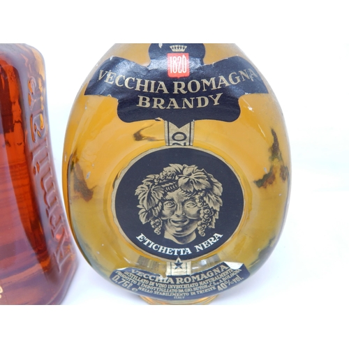 947 - Vecchia Romagna Brandy 75cl, Armilar Amaretto 70cl