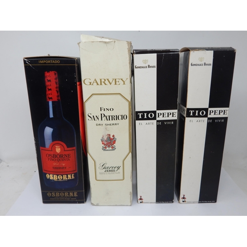 950 - 4 x Bottles of Tio Pepe, Garvey & Osborne Sherry (boxed)