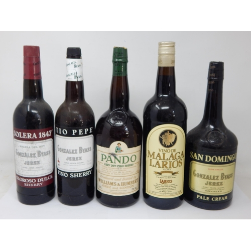 951 - 5 x Bottles of Solera, Tio Pepe, Pando, Malga Larios & San Domingo Sherry