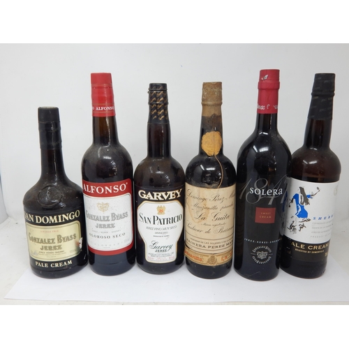 952 - 6 x Bottles of Domingo Perez Marin, Alfonso, San Domingo, Garvey, Solera Sherry