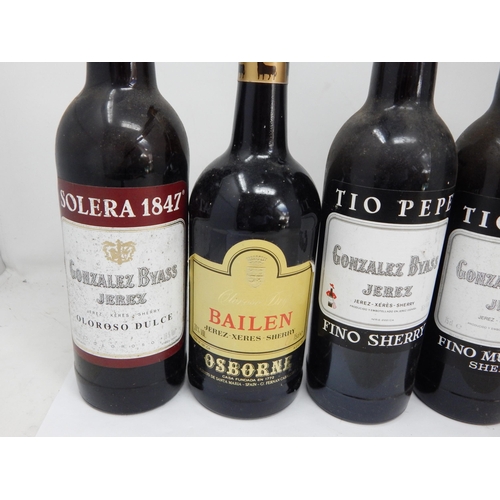 953 - 6 x Bottles of Solera, Bailen, Tio Pepe, San Patricio, Valdespno Sherry