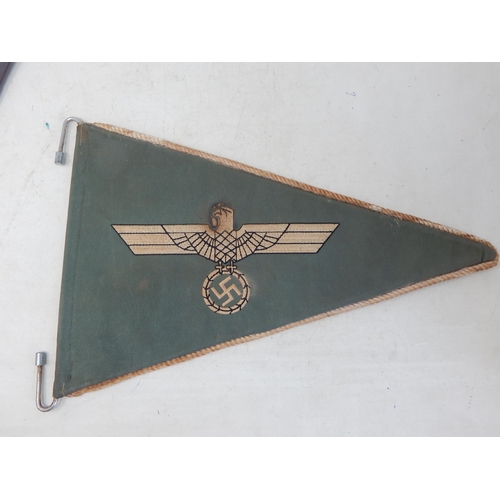 584 - WWII Nazi Germany Kriegsmarine Car Pennant (believed replica)