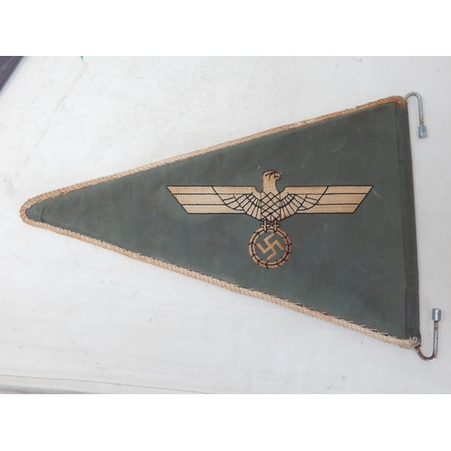 584 - WWII Nazi Germany Kriegsmarine Car Pennant (believed replica)