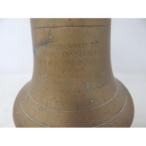 593 - Cast Bell with Clapper on Wooden Stand: The Bell Engraved 