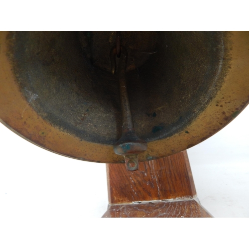 593 - Cast Bell with Clapper on Wooden Stand: The Bell Engraved 