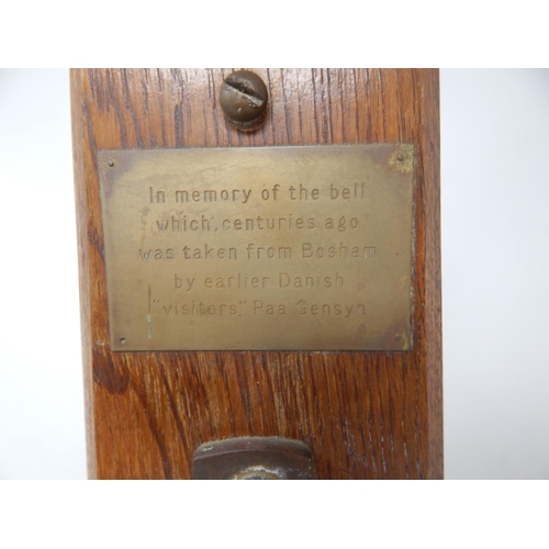 593 - Cast Bell with Clapper on Wooden Stand: The Bell Engraved 