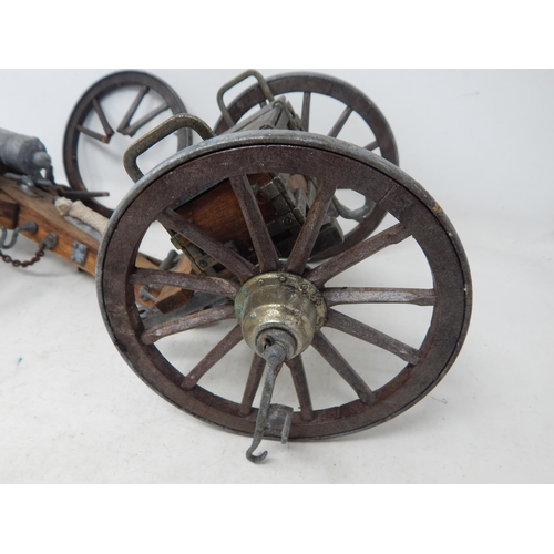 595 - Large Wood & Metal Constructed Gun Carriage & Limber. Measuring 48cm long A/F