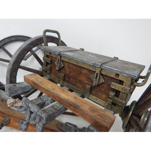 595 - Large Wood & Metal Constructed Gun Carriage & Limber. Measuring 48cm long A/F