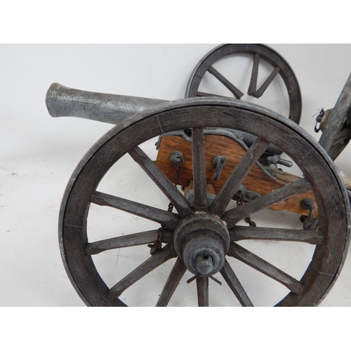 595 - Large Wood & Metal Constructed Gun Carriage & Limber. Measuring 48cm long A/F