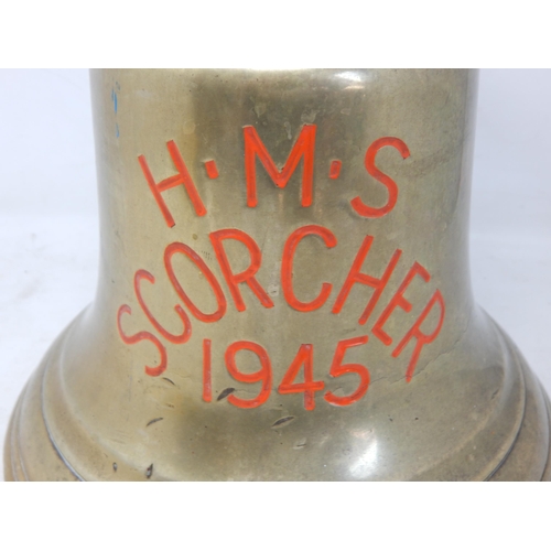 596 - WWII: HMS SCORCHER: This is the Cast Brass  Bell & Clapper From HMS Scorcher who was an S-class subm... 