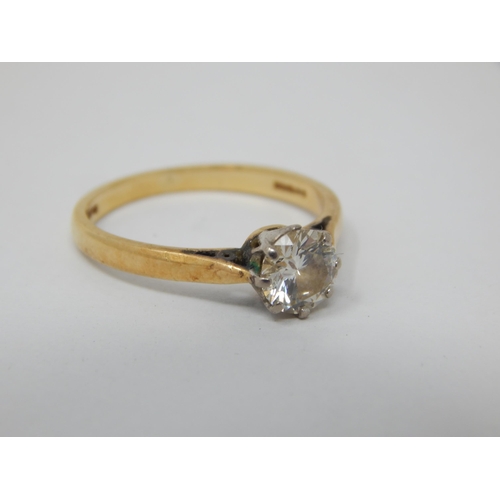 249 - 18ct Yellow Gold Diamond Solitaire Ring. The Diamond estimated @ 0.75cts. Ring Size N: Gross weight ... 