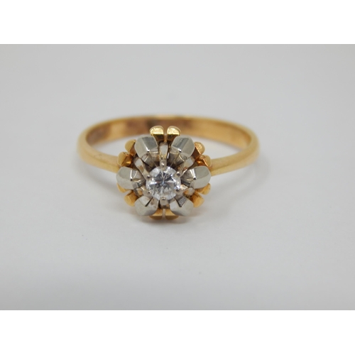 253 - 18ct Yellow Gold Diamond Solitaire Ring. Size N: Gross weight 3.9g