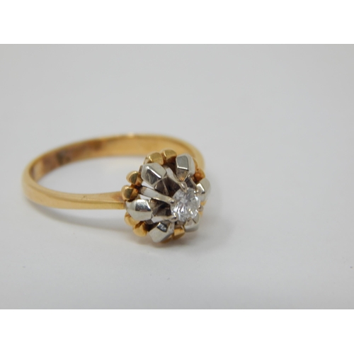 253 - 18ct Yellow Gold Diamond Solitaire Ring. Size N: Gross weight 3.9g