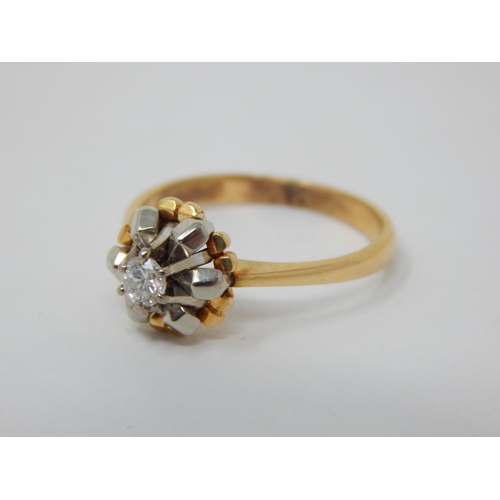 253 - 18ct Yellow Gold Diamond Solitaire Ring. Size N: Gross weight 3.9g