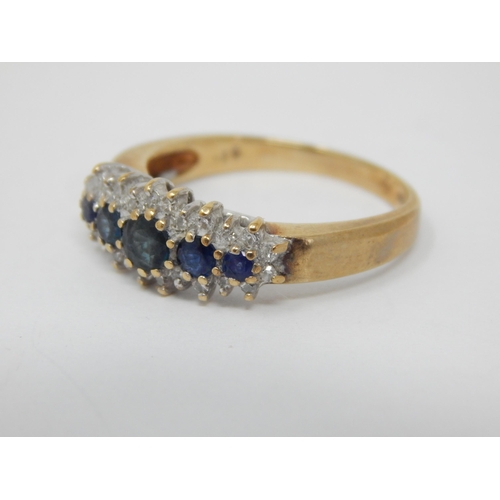 258 - 9ct Yellow Gold Sapphire & Diamond Ring: Size P/Q: Gross weight 3.3g