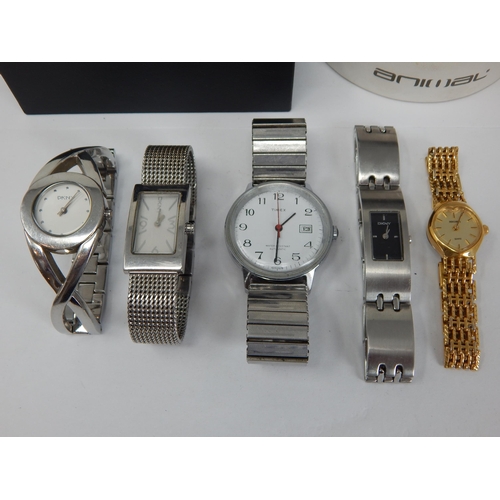 296 - Quantity of Gentleman's & Ladies Wristwatches Including Timex, Animal, DKNY & Sekonda. Working When ... 