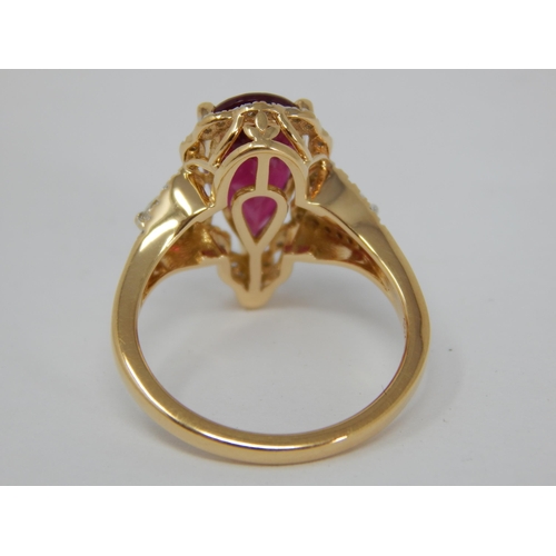 272 - 18ct Yellow Gold Diamond 0.31ct & Rubellite 2.80ct Ring: Size N/O