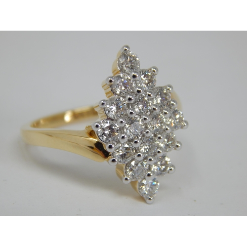 274 - 18ct Yellow Gold Diamond Ring Set with 1.20cts of Diamonds G-H: SI-1-2: Ring Size N/O