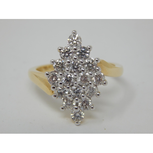 274 - 18ct Yellow Gold Diamond Ring Set with 1.20cts of Diamonds G-H: SI-1-2: Ring Size N/O