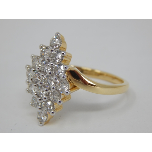 274 - 18ct Yellow Gold Diamond Ring Set with 1.20cts of Diamonds G-H: SI-1-2: Ring Size N/O