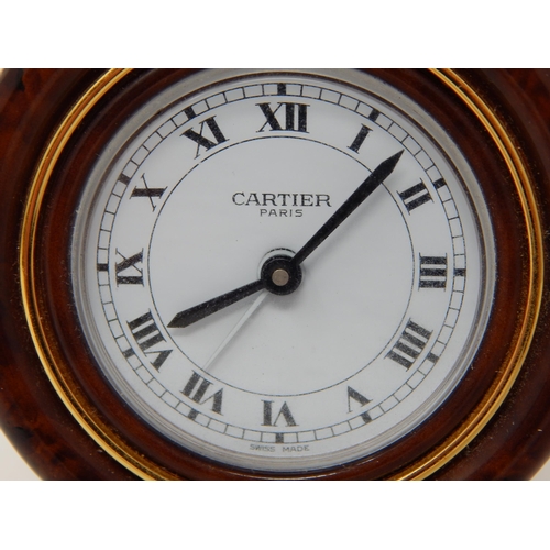 290 - CARTIER Paris: Easel Back Travelling Alarm Clock: Serial Number: 7522 08757: Working When Catalogued