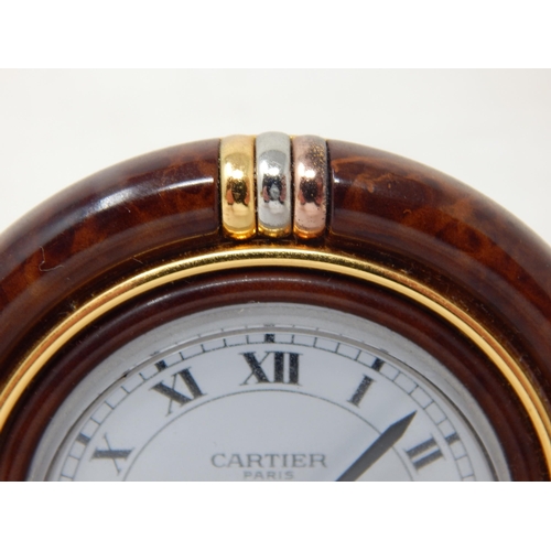 290 - CARTIER Paris: Easel Back Travelling Alarm Clock: Serial Number: 7522 08757: Working When Catalogued