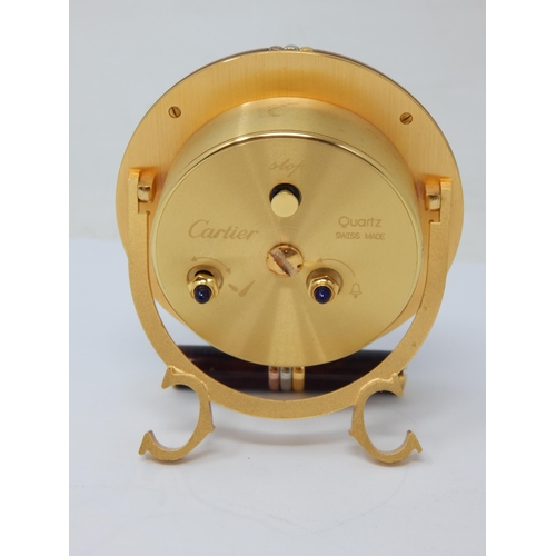 290 - CARTIER Paris: Easel Back Travelling Alarm Clock: Serial Number: 7522 08757: Working When Catalogued