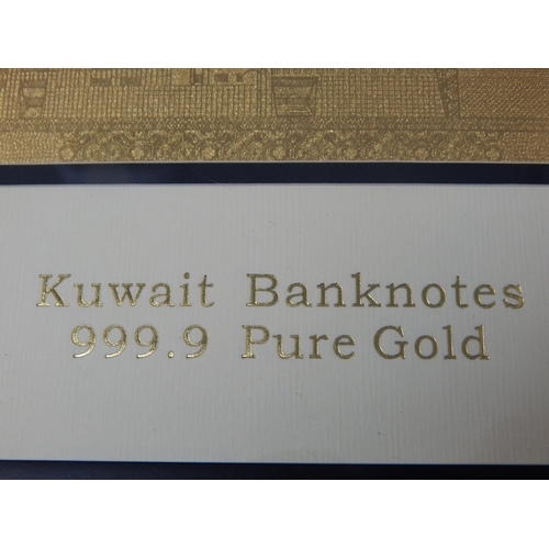 202 - 2 x Kuwait 999.9 PURE GOLD Banknotes in Frame & Outer Box by GOLDNOTES.