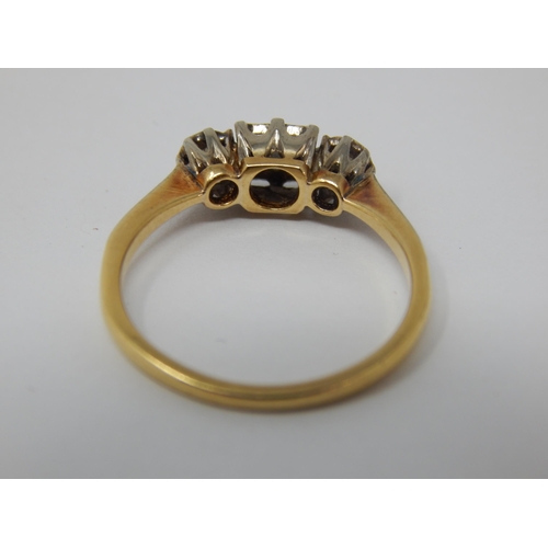 129 - 18ct Gold and Platinum 3-stone diamond ring: Size N: weight 2.7g