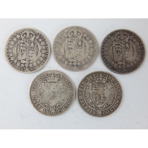 119 - Victoria Silver Halfcrowns 1889, 1890, 1891, 1899, 1900 Fair to Fine