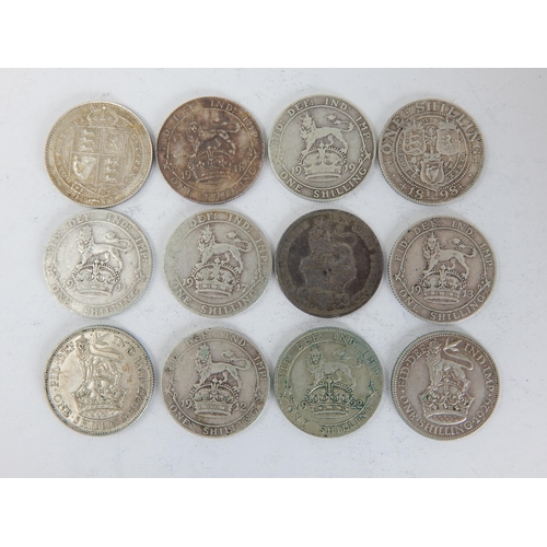 140 - Collection of early Silver Shillings 1826, 1887, 1898, 1911, 1912, 1913,  1917, 1918, 1919, 1922, 19... 