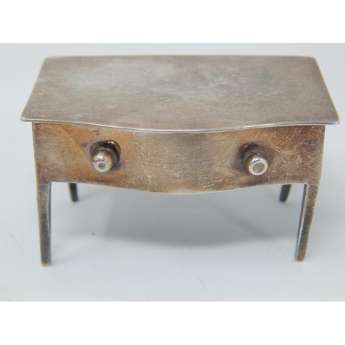 283 - George V Novelty Silver Double Stamp Box Formed as a Serpentine Fronted Table: Hallmarked Birmingham... 