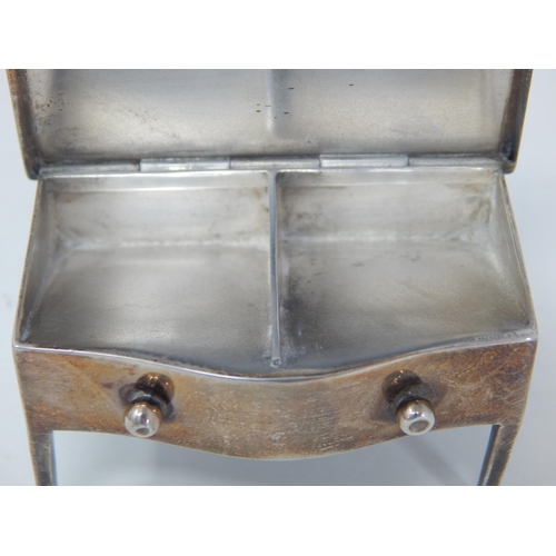 283 - George V Novelty Silver Double Stamp Box Formed as a Serpentine Fronted Table: Hallmarked Birmingham... 