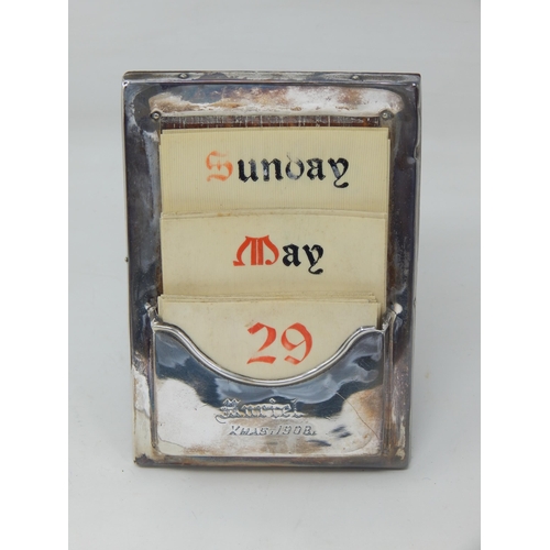 284 - Edwardian Silver Desk Calendar: Hallmarked Birmingham 1907 by CSG & Co