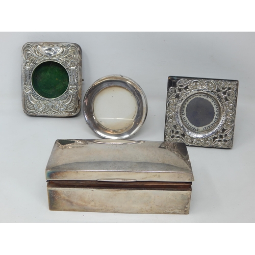 281 - Quantity of Hallmarked Silver to Include a Cigarette Box, Photograph Frames & Pocket Watch Holder: V... 